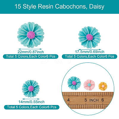 90Pcs 15 Style Resin Cabochons RESI-KS0001-11-1