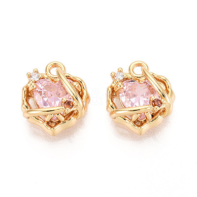 Brass Pave Cubic Zirconia Pendants KK-T074-106G-1