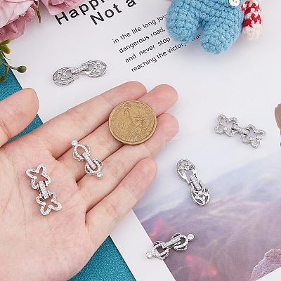 6Pcs 3 Styles Rack Plating Brass Micro Pave Clear Cubic Zirconia Fold Over Clasps KK-HS0001-01P-1