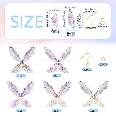 DIY Epoxy Resin Wing Pendants Dangle Earring Making Kits DIY-TA0012-37-1