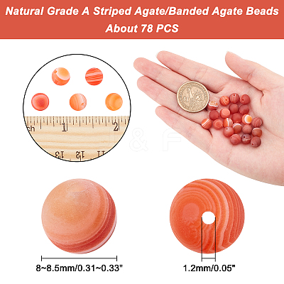 Natural Grade A Striped Agate/Banded Agate Beads Strands G-AR0003-12-1