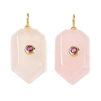 Natural Rose Quartz Pendants KK-CBAF9BC-20G-03-1