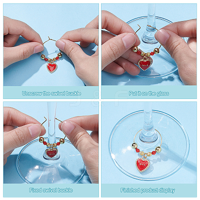 9Pcs 9 Styles Valentine's Day Acrylic Wine Glass Charms AJEW-GO00049-1