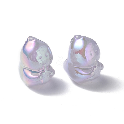 UV Plating Rainbow Iridescent Acrylic Beads PACR-M003-15D-1