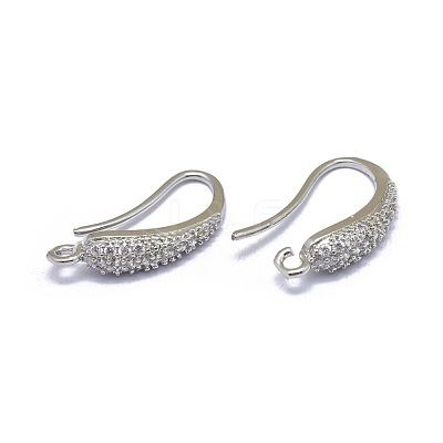 Brass Micro Pave Cubic Zirconia Earring Hooks ZIRC-L079-01P-1