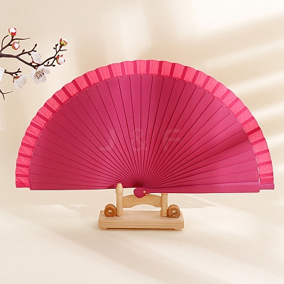 Spanish Solid Color Bamboo with Paper Folding Fan PW-WGF3F0E-13-1