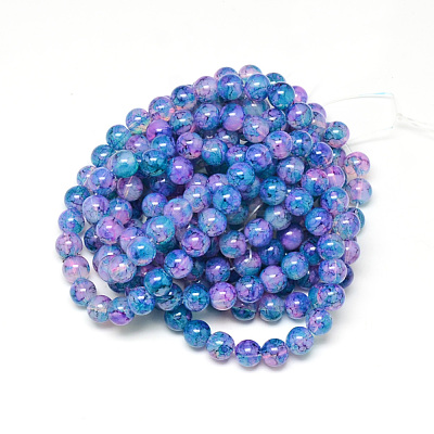 Baking Paint Glass Beads Strands X-DGLA-Q023-8mm-DB72-1