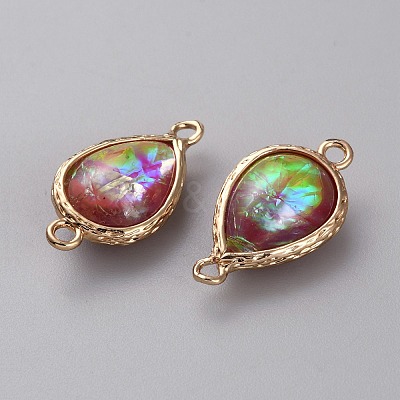 Resin Imitation Shell/Opal Connector Charms LS-RESI-WH0035-61G-1