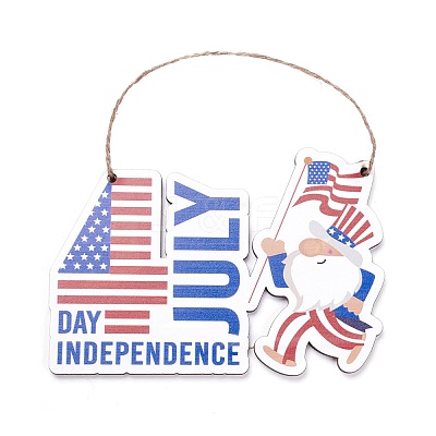 Independence Day Density Board Wooden Wall Ornament Doorplate Pendants HJEW-C004-07-1