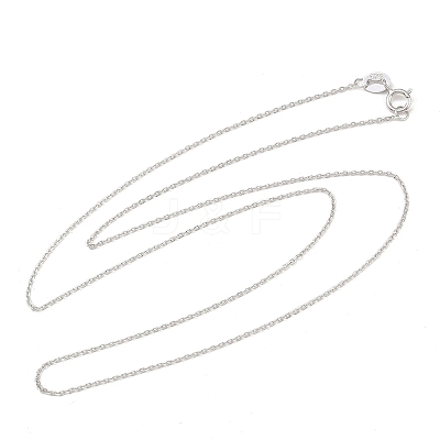 Anti-Tarnish Trendy Unisex Rhodium Plated 925 Sterling Silver Cable Chains Necklaces STER-M034-B-07-1