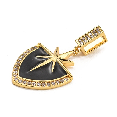 Rack Plating Brass Micro Pave Clear Cubic Zirconia North Star European Dangle Charms KK-U035-17G-02-1