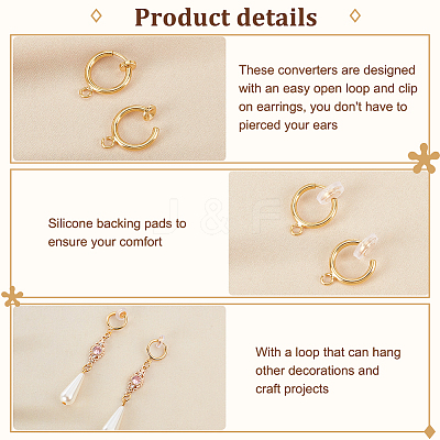 30Pcs Brass Clip-on Earring Findings KK-GA0001-54G-1