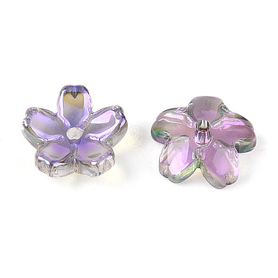 Transparent Electroplate Glass Bead Caps EGLA-N015-01E-1