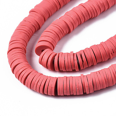 Flat Round Handmade Polymer Clay Beads CLAY-R067-10mm-14-1