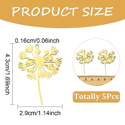 5Pcs 201 Stainless Steel Pendants STAS-YW0003-02G-1