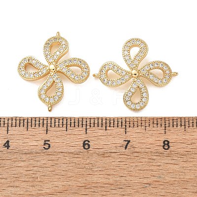 Brass Micro Pave Clear Cubic Zirconia Connector Charms CU-CBA4579-14G-1
