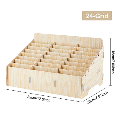 24-Grid Wooden Cell Phone Storage Box CON-WH0094-05B-1