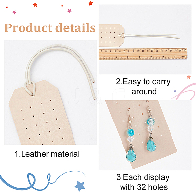 Imitation Leather Earring Organizer Hanging Display Cards for Stud Earrings AJEW-WH0401-52-1