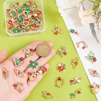 52Pcs 13 Styles Alloy Enamel Connector Charms FIND-PH0021-34-1