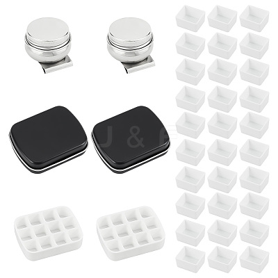 2 Sets Iron Watercolor Paints & Nail Polish Tins Storage Box MRMJ-BC0003-46-1