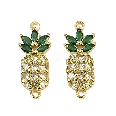 Brass Pave Clear and Green Cubic Zirconia Pineapple Links KK-I358-030G-1