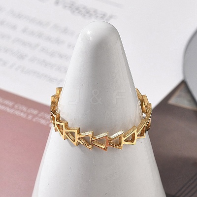 Triangle 304 Stainless Steel Open Cuff Ring for Women RJEW-M049-01G-04-1