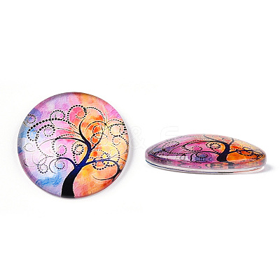 Half Round/Dome Tree Pattern Glass Flatback Cabochons for DIY Projects GGLA-Q037-25mm-M28-09-1
