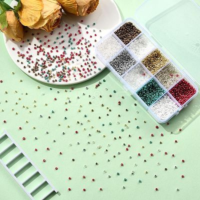 100G 10 Colors Glass Seed Beads SEED-YW0002-89A-1