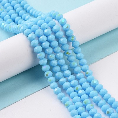 Electroplate Opaque Solid Color Glass Beads Strands EGLA-A034-P4mm-L11-1
