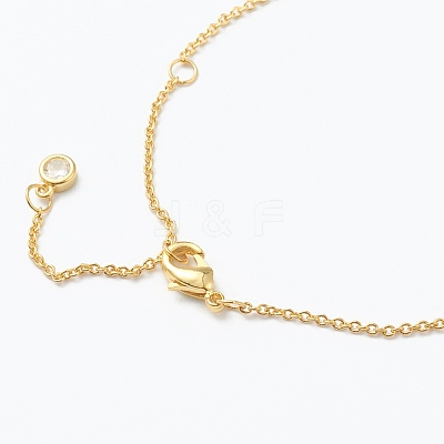Brass Micro Pave Clear Cubic Zirconia Pendant Necklaces NJEW-J059-01H-1
