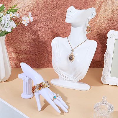 1Pc Woman Bust Shaped Resin Necklace Display Stands NDIS-UN0001-01A-1