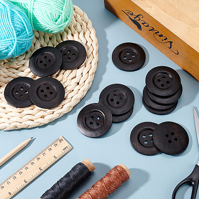 40Pcs Wood Buttons BUTT-OC0001-53B-1