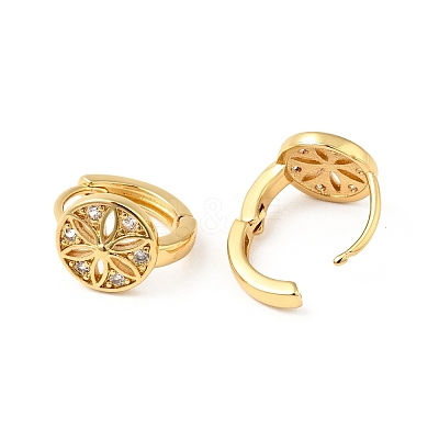 Cubic Zirconia Flower Hoop Earrings EJEW-G312-19G-02-1