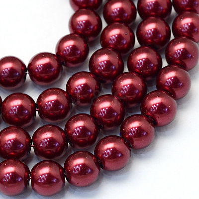 Baking Paint Pearlized Glass Pearl Round Bead Strands HY-Q330-8mm-39-1