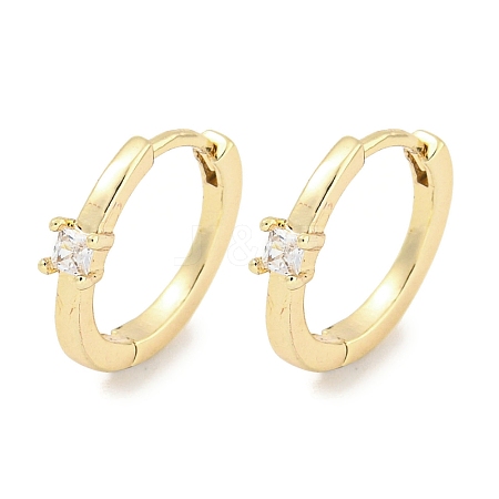 Brass Micro Pave Clear Cubic Zirconia Earrings EJEW-S228-03G-1