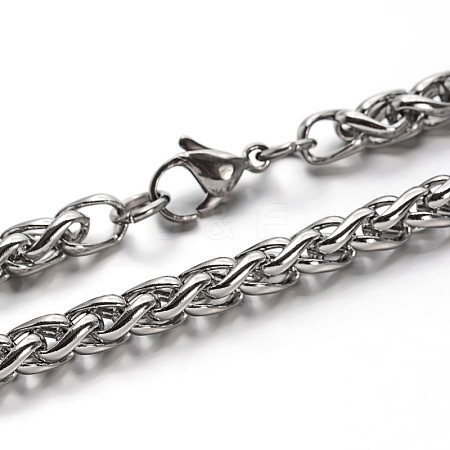 Great 304 Stainless Steel Wheat Chain Necklaces NJEW-O058-04P-1