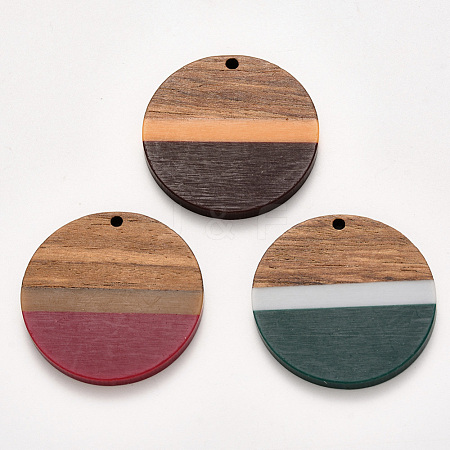 Resin & Walnut Wood Pendants RESI-S384-009A-A-1