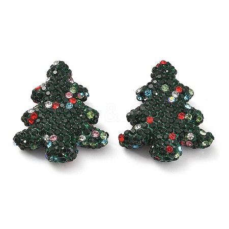 Christmas Tree Polymer Clay Rhinestone Beads CLAY-NH0001-14H-1