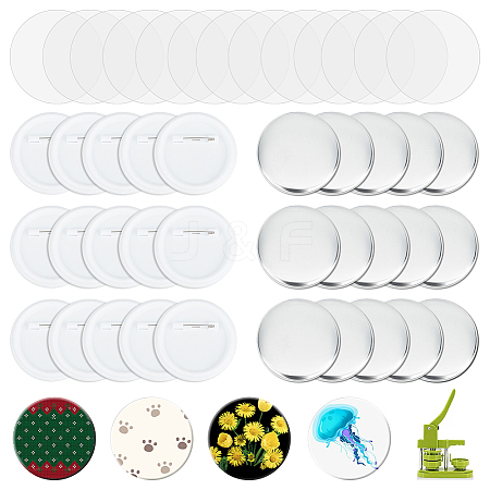 DIY Sublimation Blank Flat Round Brooch Pin Making Kit DIY-WH0430-387B-1