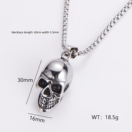 Gothic 316 Surgical Stainless Steel Pendant Box Chain Necklaces for Men ZF3615-10-1