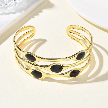 Brass Enamel Multi-strand Cuff Bangles for Women BJEW-A173-01G-01-1