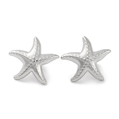 304 Stainless Steel Starfish Stud Earrings EJEW-D281-30S-1