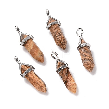 Natural Picture Jasper Pointed Pendants G-K329-45P-1