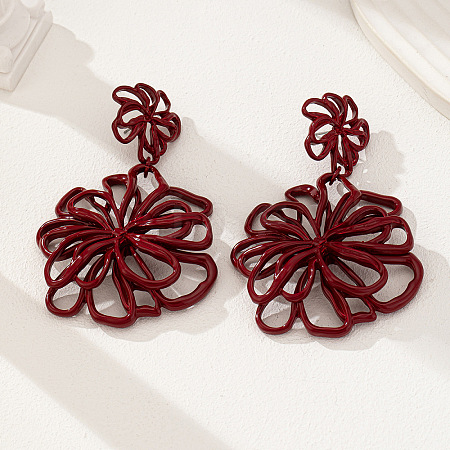 Alloy Enamel Dangle Stud Earrings FS-WG7F825-02-1