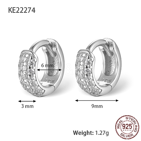 Anti-Tarnish Rhodium Plated 925 Sterling Sliver Micro Pave Cubic Zirconia Hoop Earrings DV9304-1-1