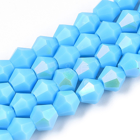 Opaque Solid Color Electroplate Glass Beads Strands X-EGLA-A039-P6mm-L12-1
