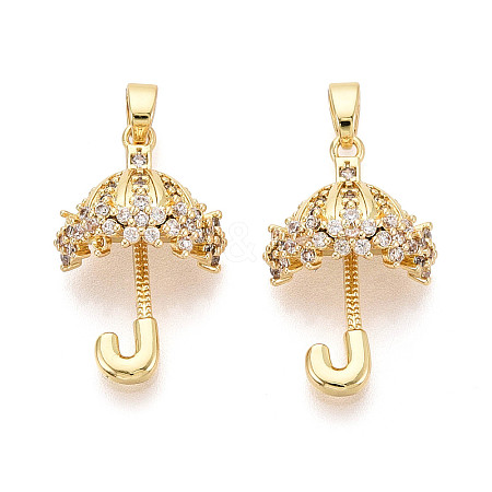 Brass Micro Pave Cubic Zirconia Pendants KK-T073-53G-1