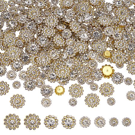 200PCS 4 Style Flower Alloy Glass Sew on Rhinestone FIND-FG0004-40G-1