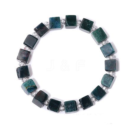 Square Natural Moss Agate Beaded Bracelets for Women Men DR6998-6-1