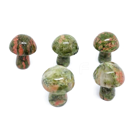 Natural Unakite Healing Mushroom Figurines PW-WG12900-14-1